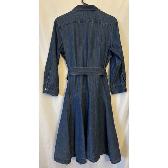 Ralph Lauren Women Belted Denim Fit & Flare Shirtdress Pure Rinse Wash 10 - Picture 4 of 6